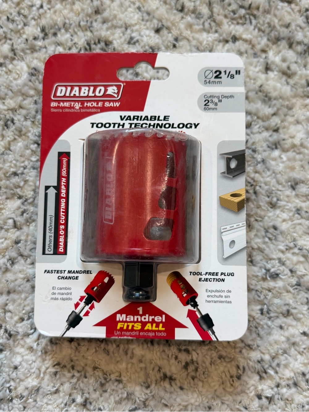 Diablo 2-1/8" Red Bi-Metal Hole Saw with Variable Tooth Technology